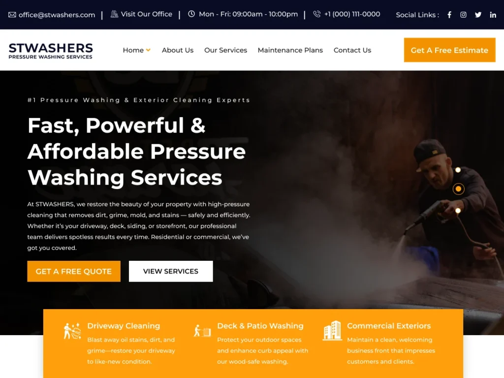 Free Pressure Washing WordPress Theme Webp