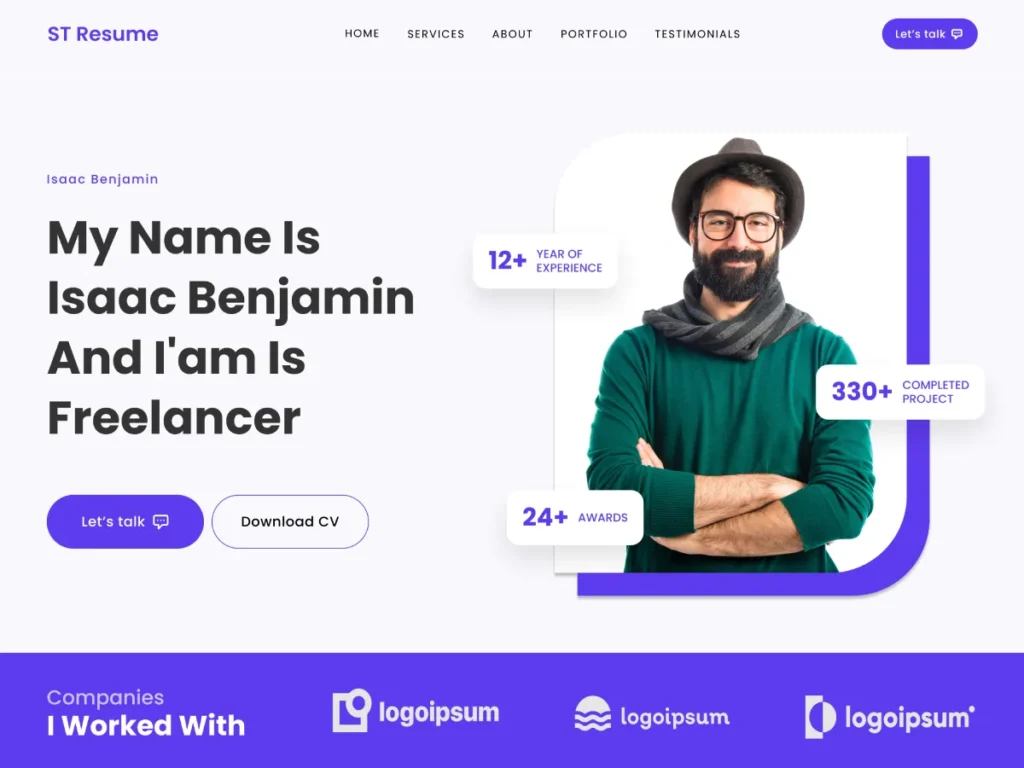 Free Resume WordPress Theme Webp