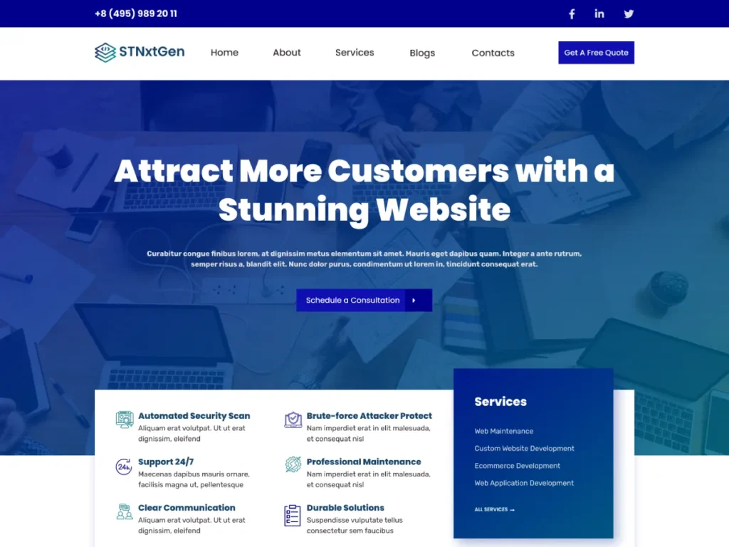 Free Web Development WordPress Theme Webp