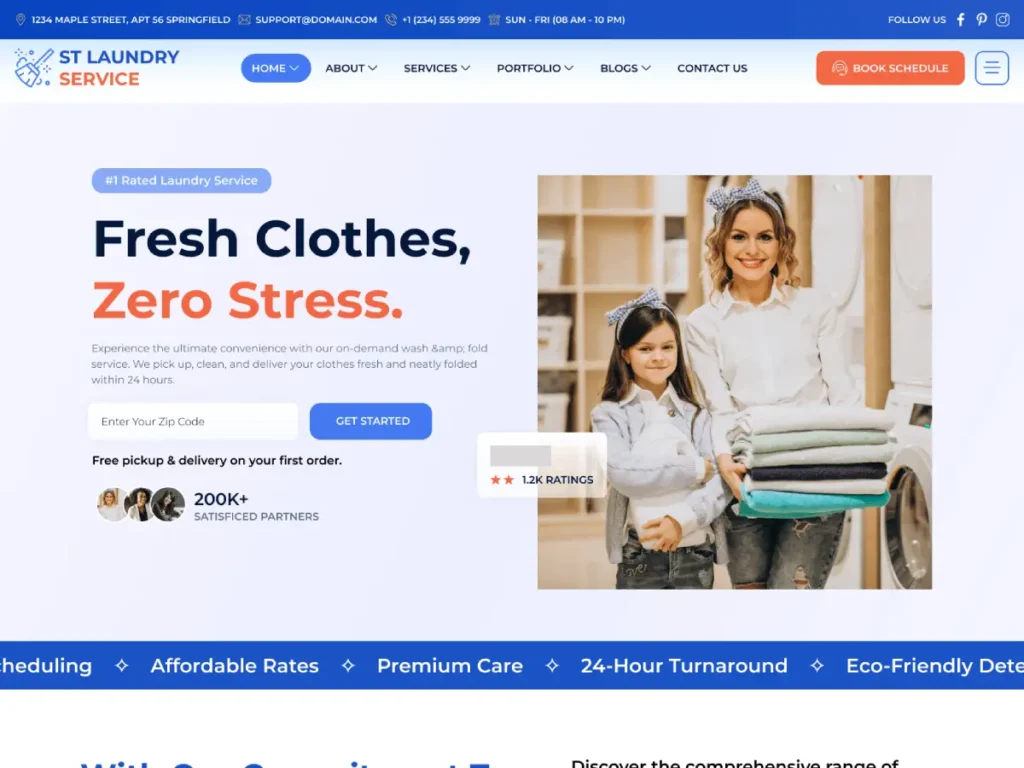 laundry service wordpress theme