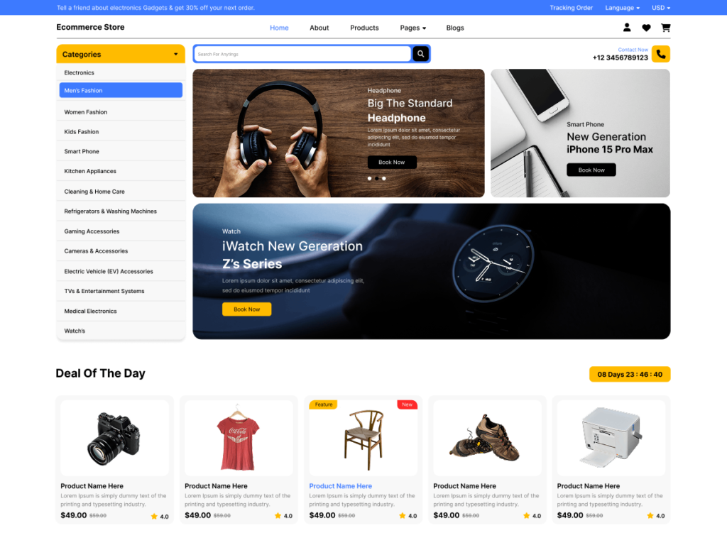 Online store showcasing electronics and products