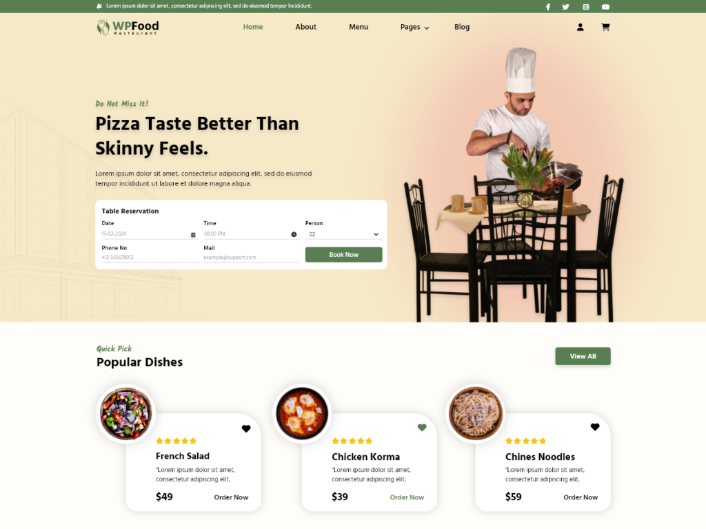 Food Restaurant Elementor