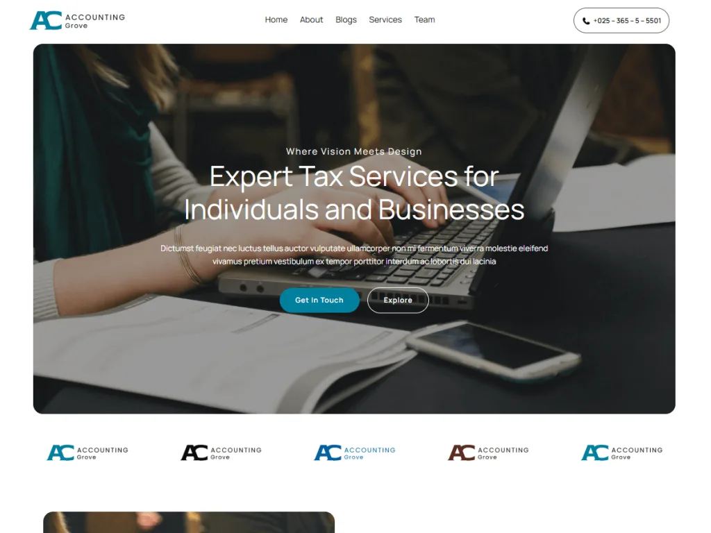 Accounting Grove WordPress theme for an accounting firm