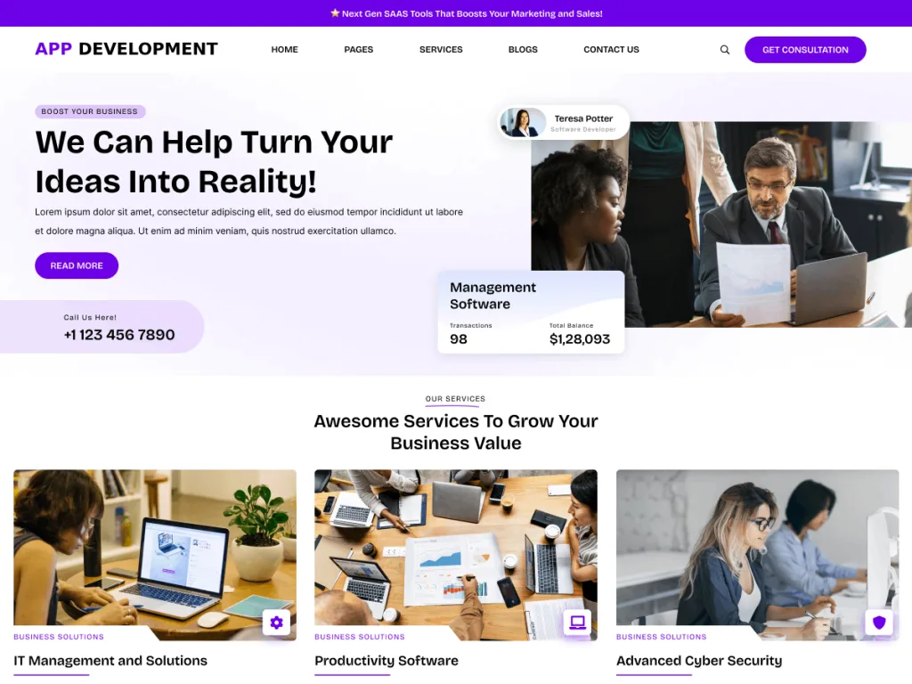 App Development Company WordPress theme for mobile app studios
