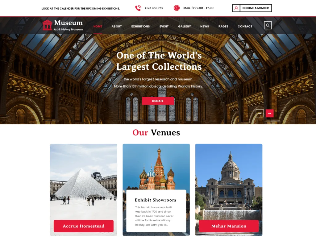 Art Gallery Museum WordPress theme for exhibitions and museums