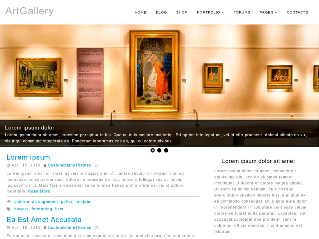ArtGallery free WordPress theme for showcasing artwork