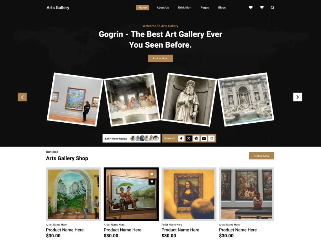 Artist Art Gallery free WordPress theme for artists