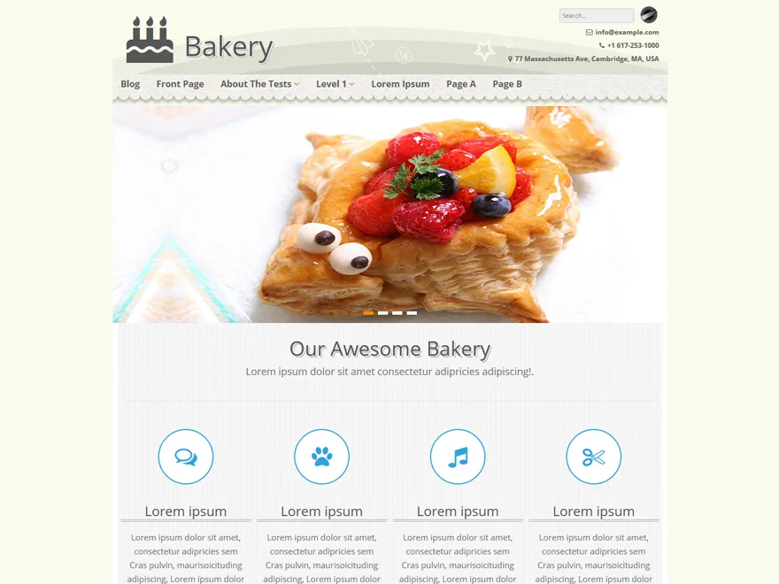 Bakery free WordPress theme for cake and bread shops