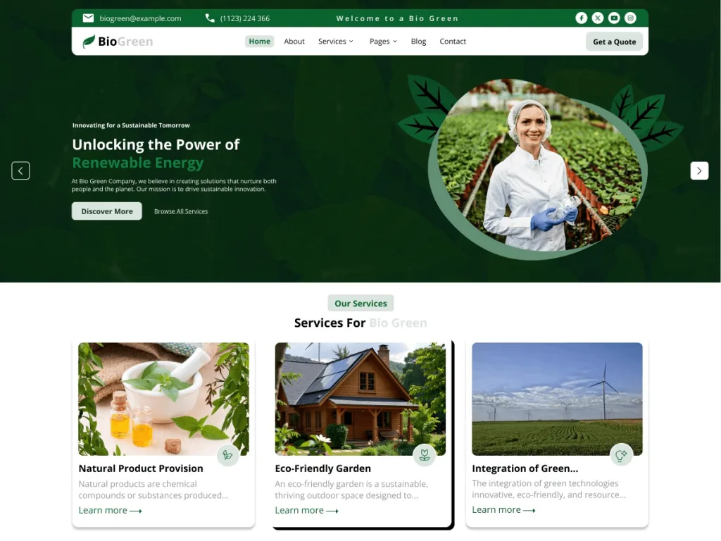 Bio Green Farm WordPress theme for organic farms
