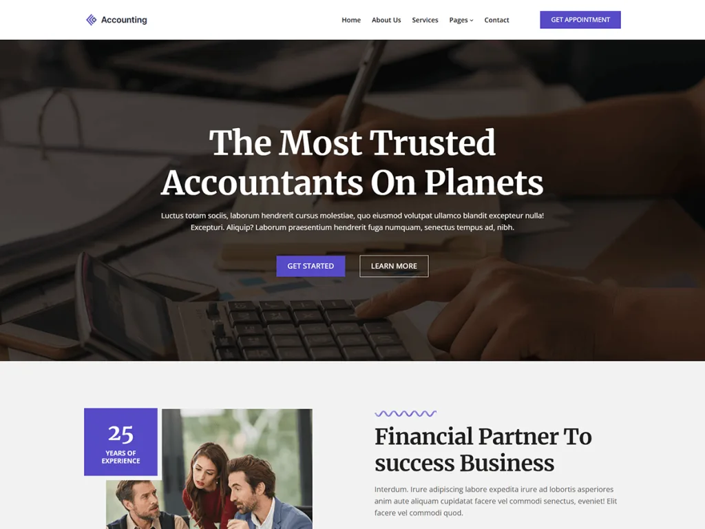 Blockskit Accounting block WordPress theme for accounting firms