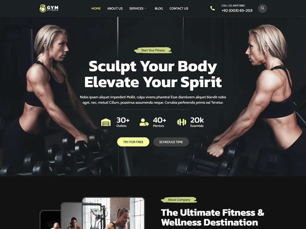 Bosa Gym Fitness WordPress theme for dance fitness studios