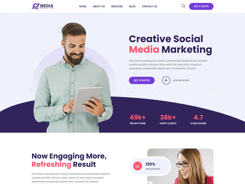 Bosa Media Marketing WordPress theme for media agencies