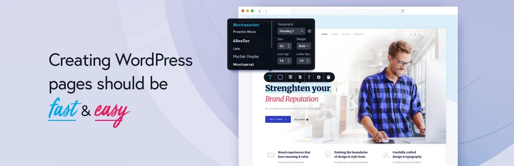 Brizy drag and drop page builder for WordPress