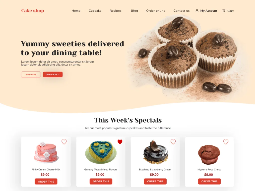 Cake Shop Bakery WordPress theme for cake shops