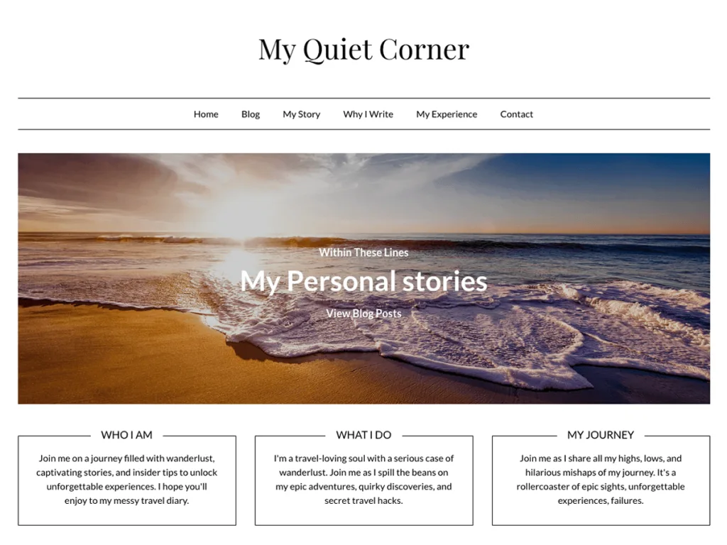 Calm Minimal Blog WordPress theme for inspirational quotes