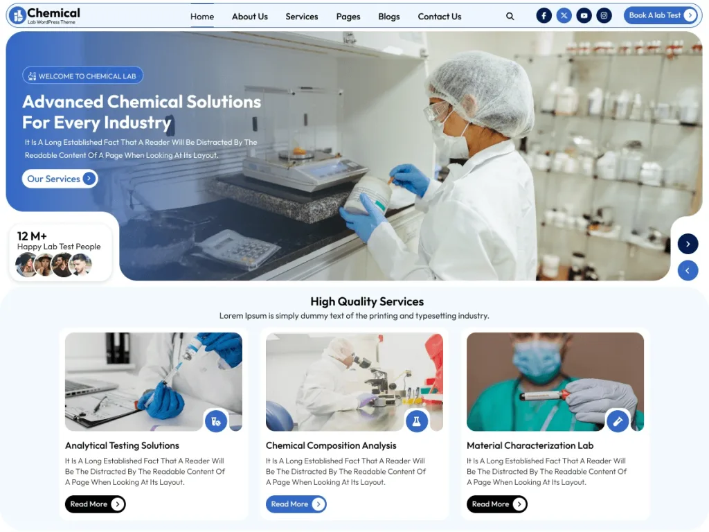 Chemical Laboratory WordPress theme for pharma research firms