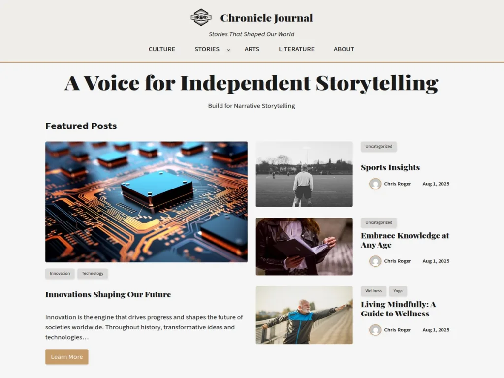 Chronicle Journal WordPress theme for journals and publications