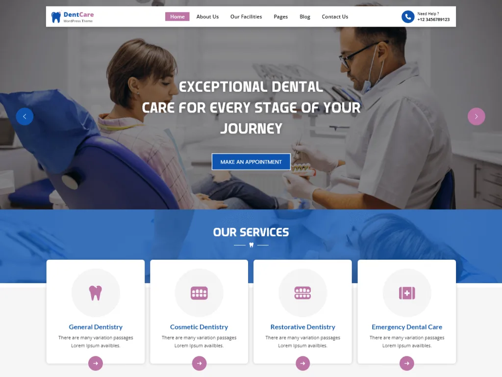 Classic Dentist Clinic WordPress theme for dental practices