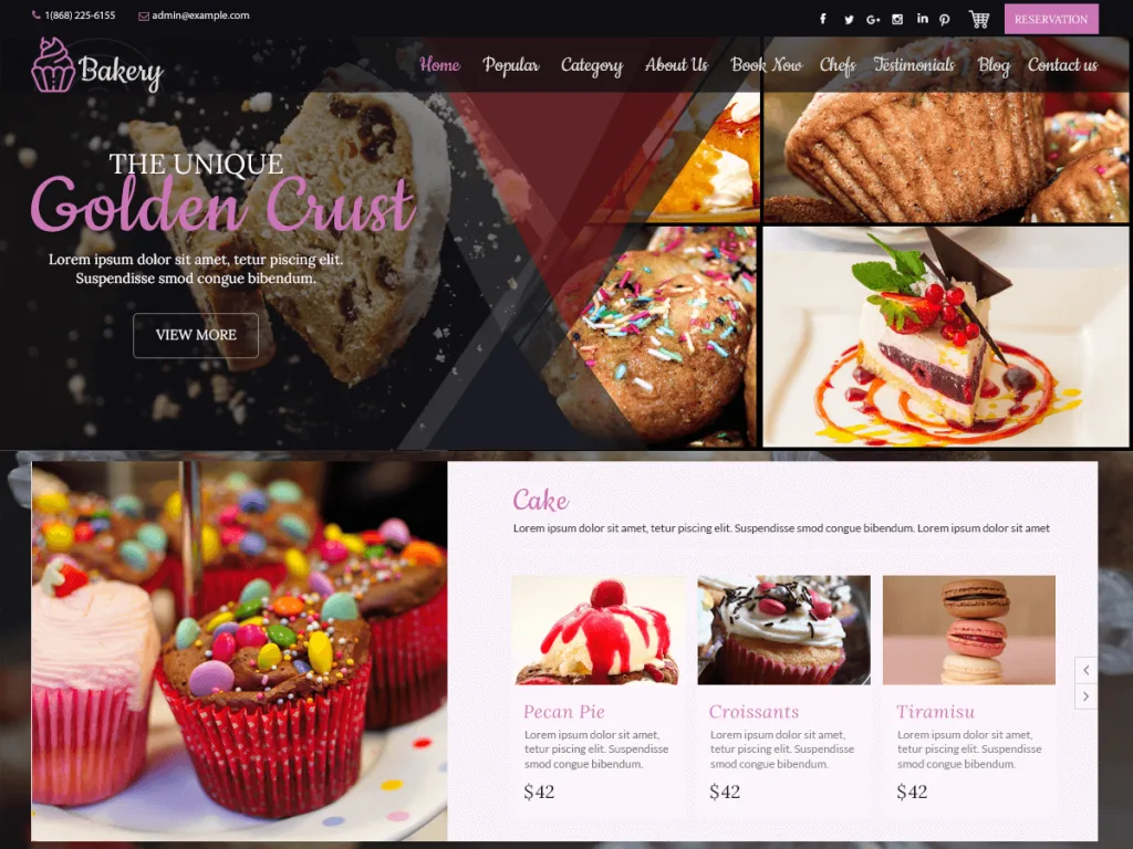 Creamy Bakery WordPress theme for cake and dessert shops