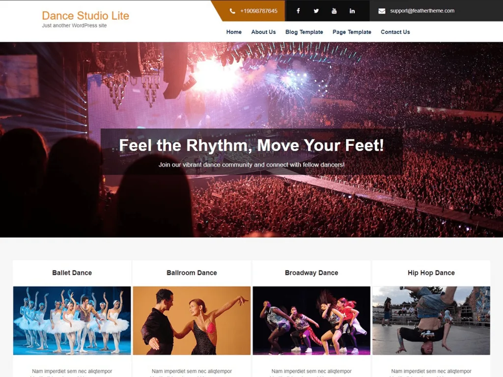 Dance Studio Lite WordPress theme for dance studios
