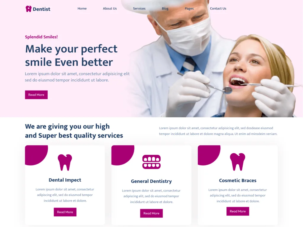 Dentist Dental Care WordPress theme for dental offices