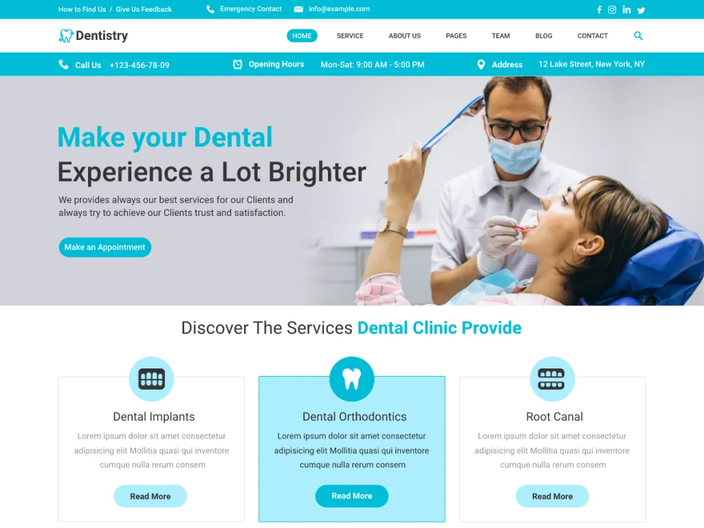 Dentistry Clinic WordPress theme with a perfect rating