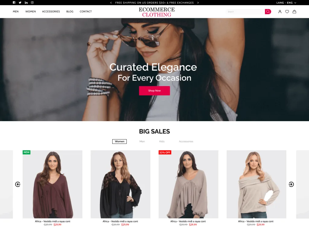Ecommerce Clothing WordPress theme with WooCommerce support
