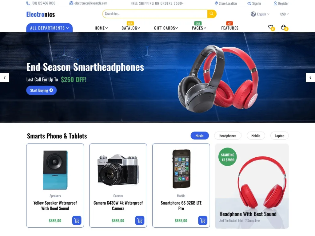 Electronics Market WordPress theme for electronics marketplaces