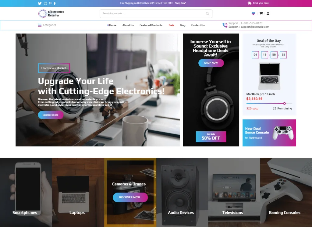 Electronics Retailer WordPress theme for electronics sellers