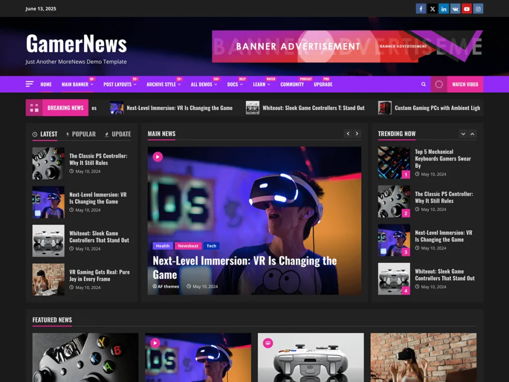 GamerNews WordPress theme for gaming news blogs