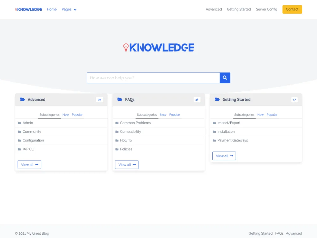 IKnowledgeBase free WordPress theme for knowledge base and FAQ pages