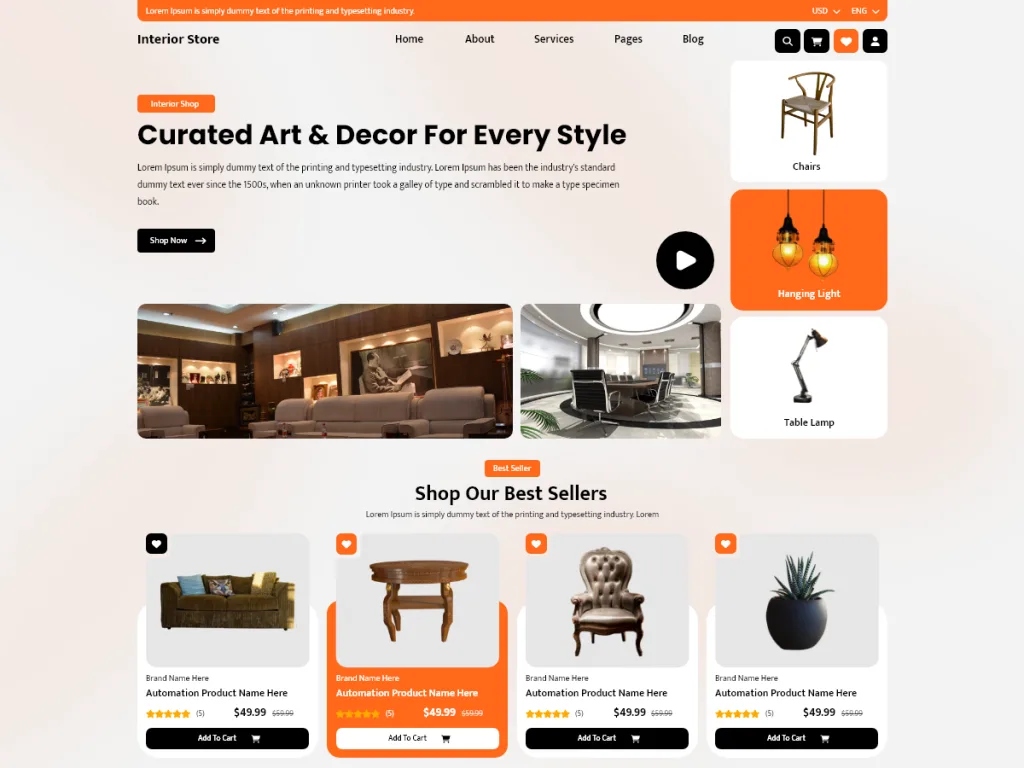 Interior Store WordPress theme for furniture and decor
