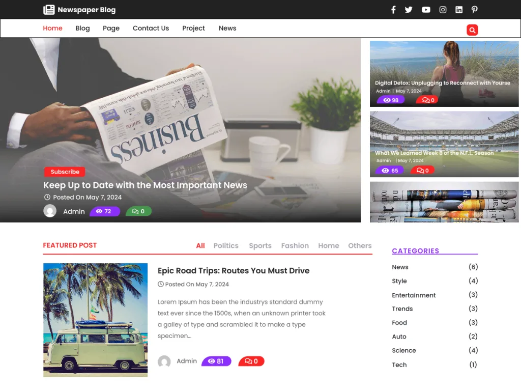 Journalism Newspaper WordPress theme for article-heavy journals