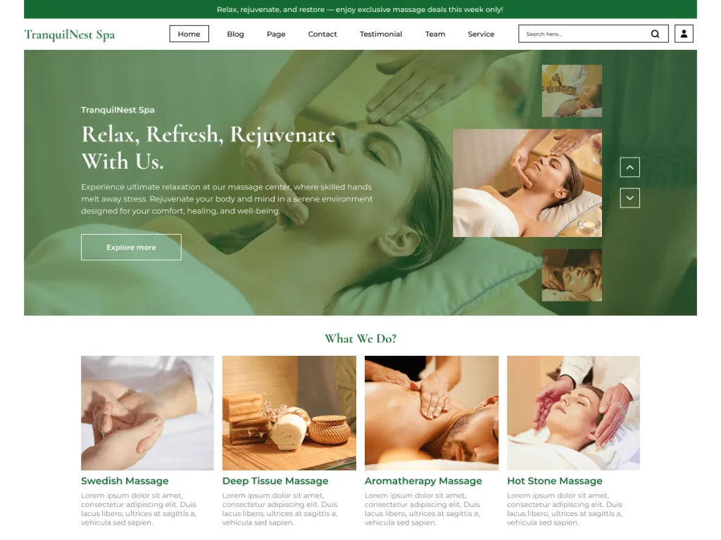 Massage Therapy WordPress theme for massage therapists