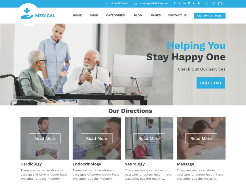 Medical Medicare WordPress theme for healthcare and pharma
