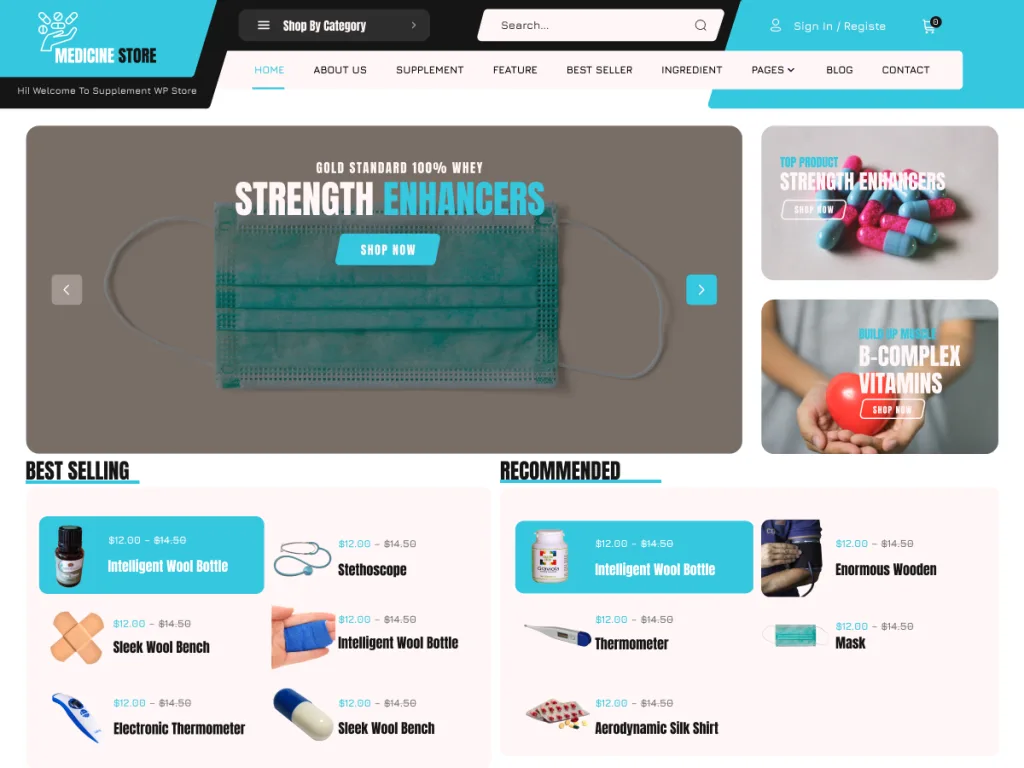 Medicine Shop WordPress theme for pharma product sales