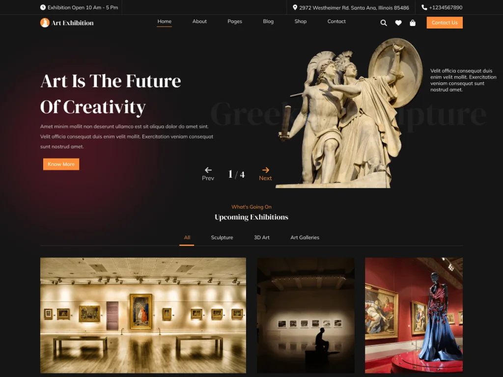 Modern Art Gallery WordPress theme for art gallery websites