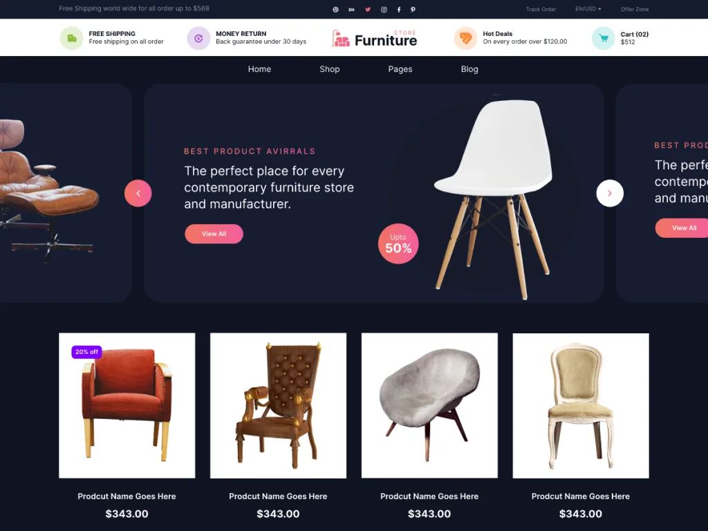 Modern Furniture Store WordPress theme for contemporary furniture