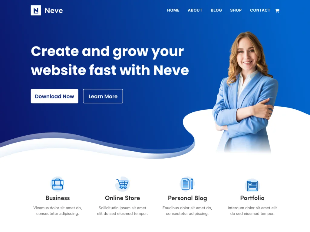 Neve fast WordPress theme for tech and software companies