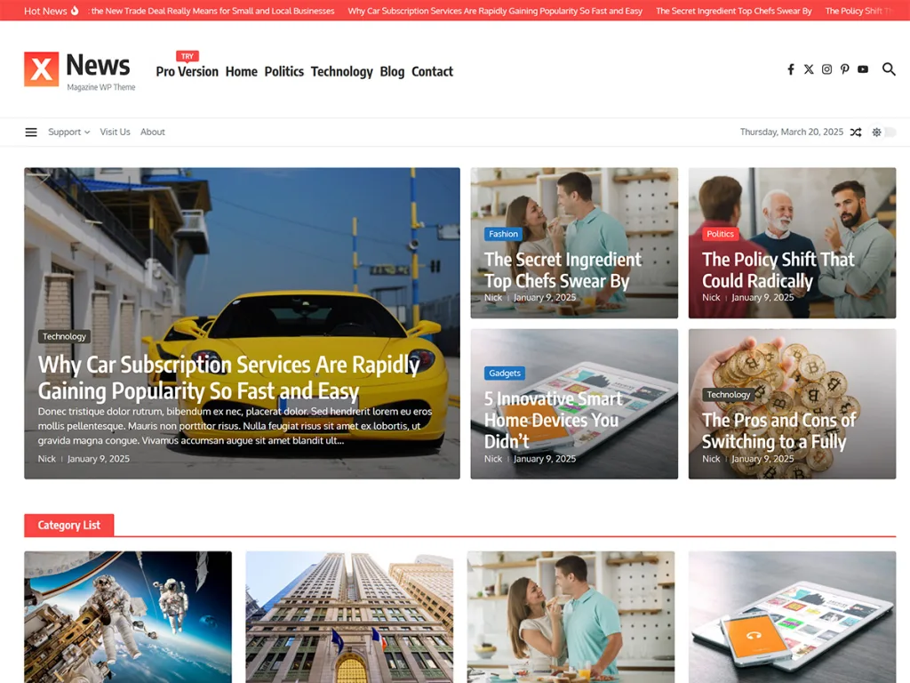 News Magazine X WordPress theme