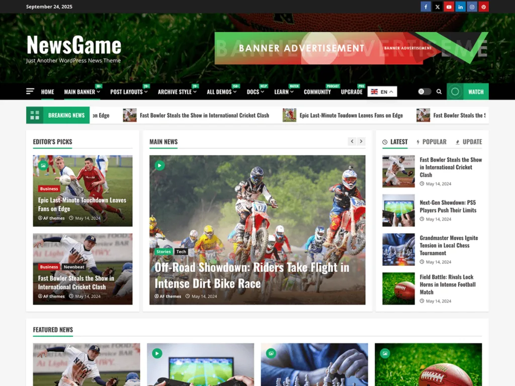 NewsGame WordPress theme for game news and reviews