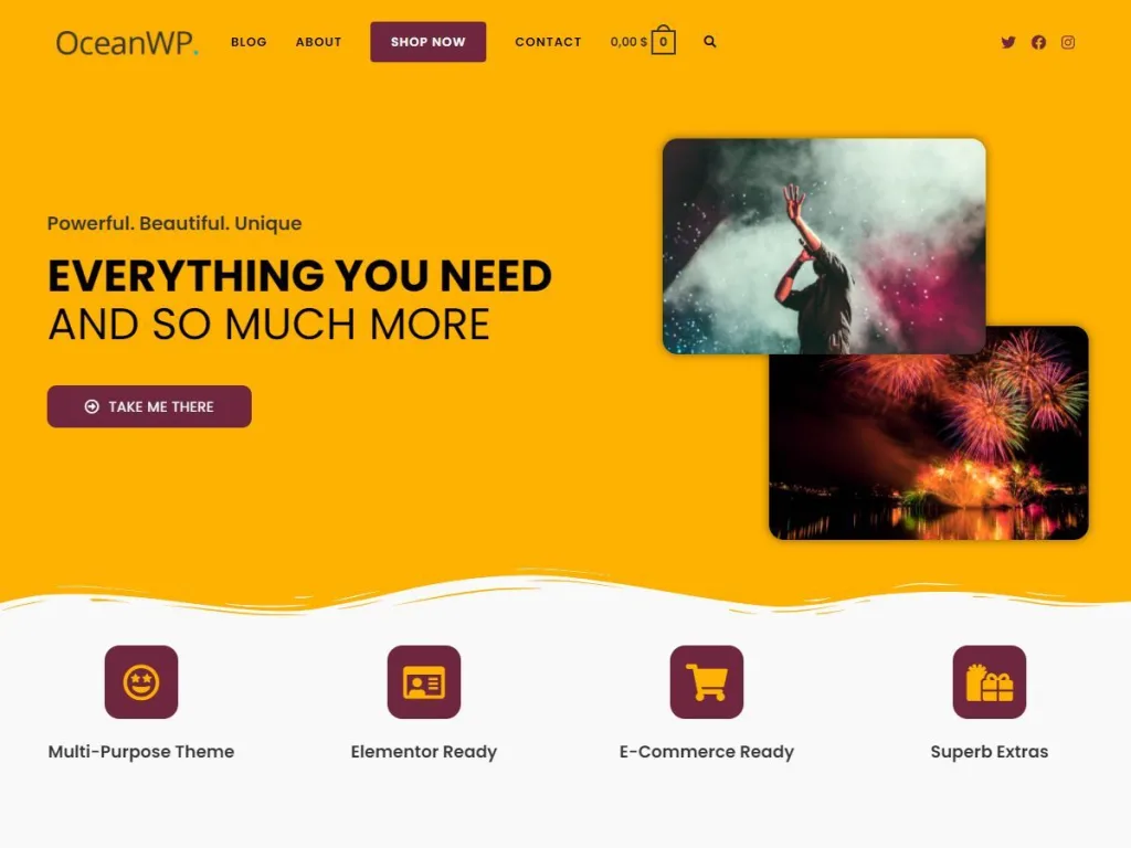 OceanWP multipurpose WordPress theme for art gallery websites