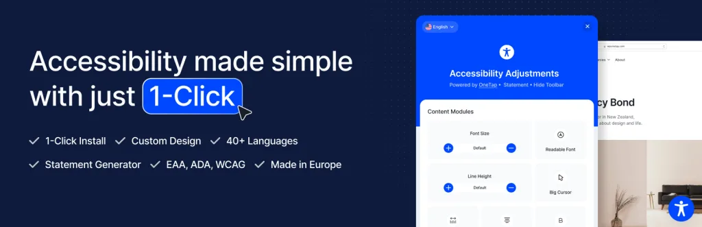 One Tap Accessibility widget plugin for WordPress