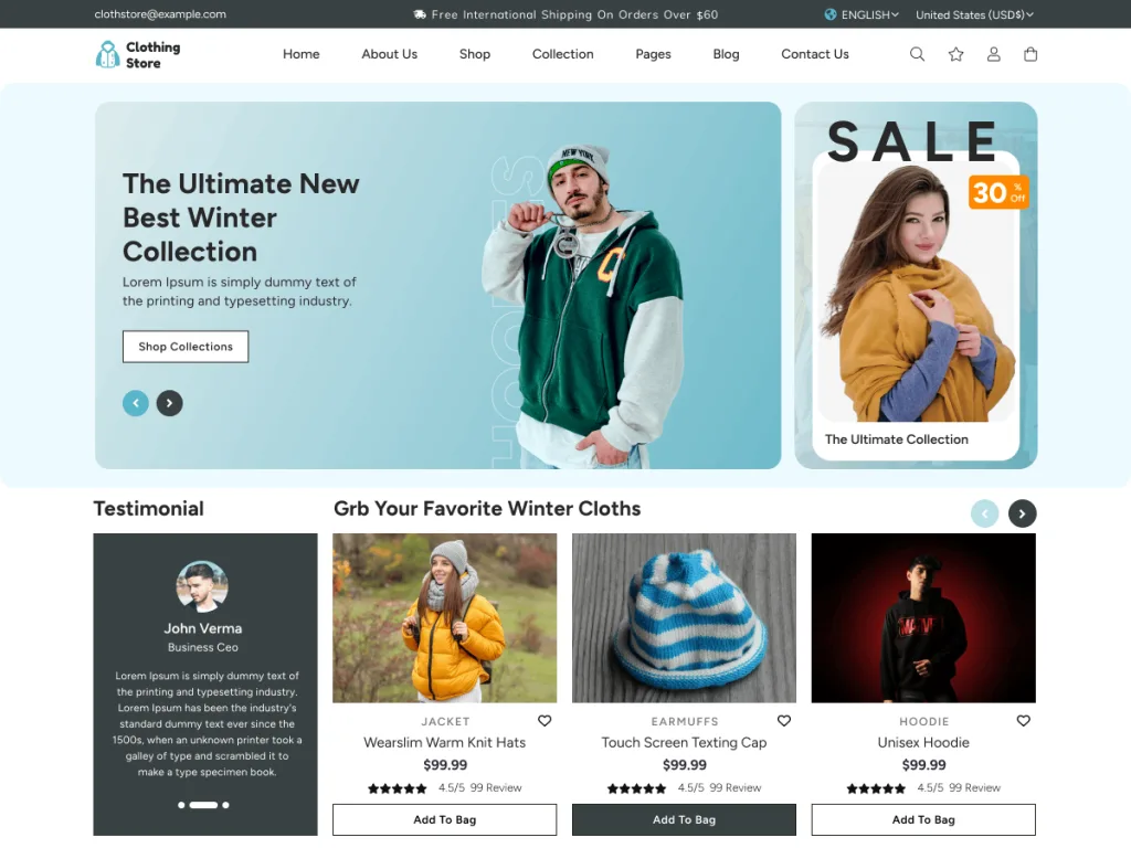 Online Clothing Store WordPress theme for clothing shops