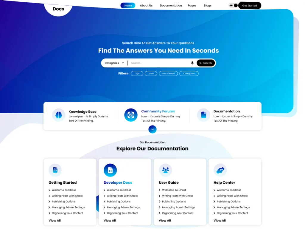 Online Documentation WordPress theme for product docs