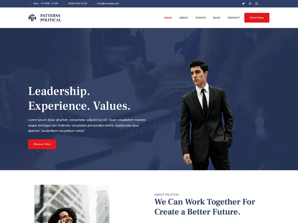 Patterns Political WordPress theme with ready block patterns