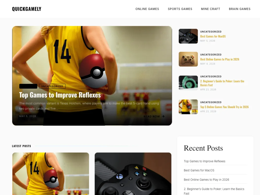 QuickGamely WordPress theme for fast gaming blogs