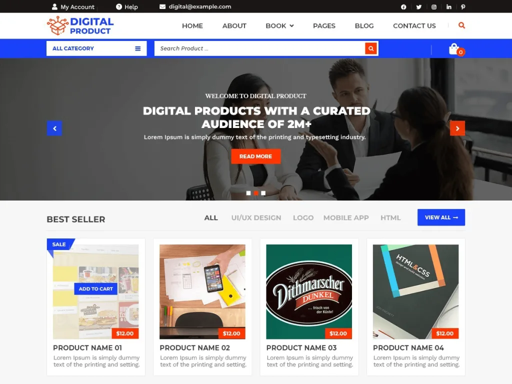 Rev Digital Products WordPress theme for digital sellers