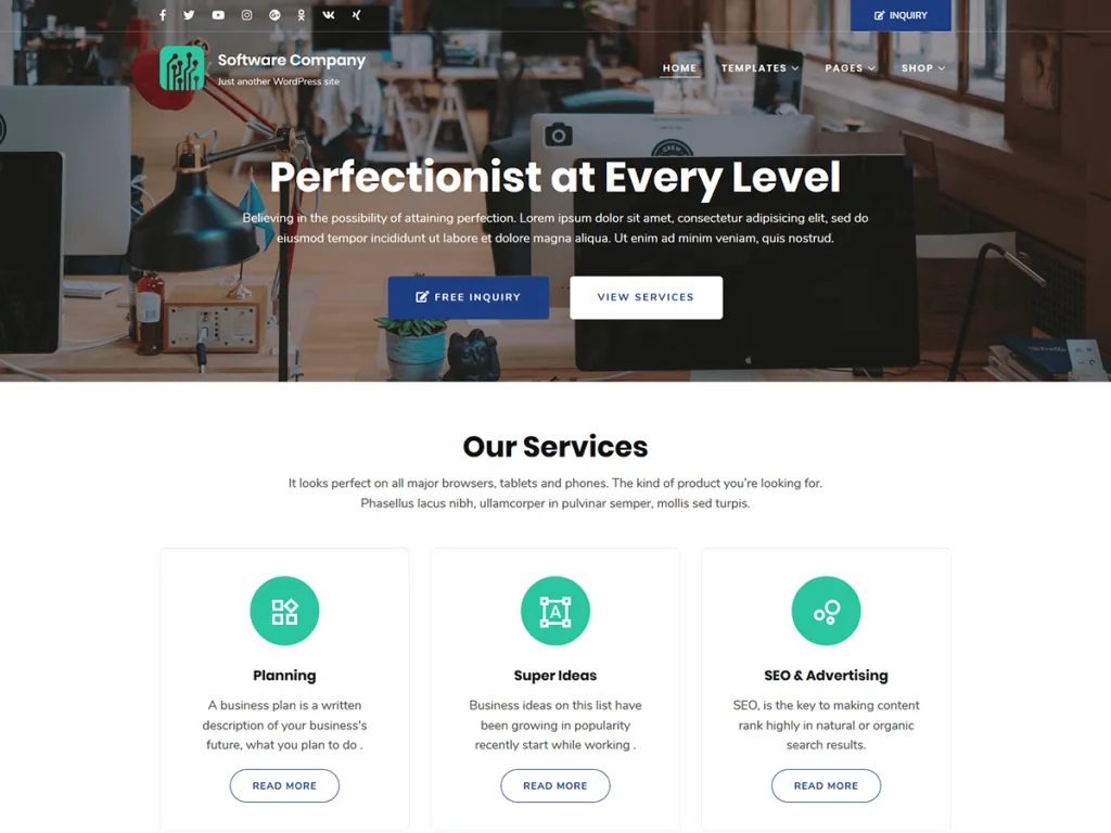 Software Company WordPress theme for SaaS and software firms