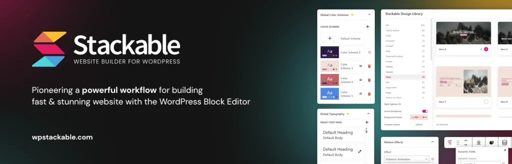 Stackable Gutenberg blocks page builder for WordPress
